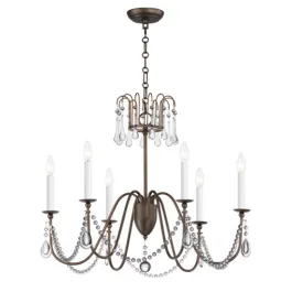 Maxim Lighting Plumette 6-Light Chandelier w/ Crystal - 120V - Chestnut Bronze
