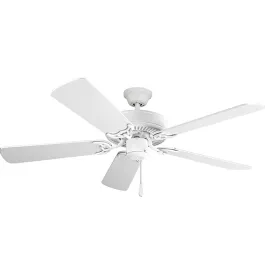 Maxim Lighting Basic-Max 52" Ceiling Fan - White / Light Oak Blades - 120V - Matte White
