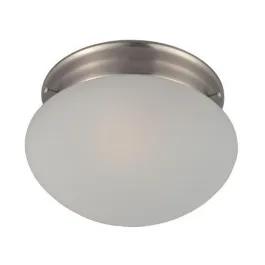 Maxim Lighting Essentials 8" 1-Light Flush Mount - Frosted Glass Shade - 120V - Satin Nickel