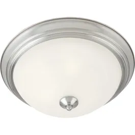 Maxim Lighting Essentials 12" 1-Light Flush Mount - Marble Glass Shade - 120V - Satin Nickel