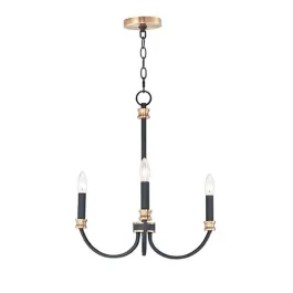 Maxim Lighting Charlton 3-Light Chandelier - 120V - Black / Antique Brass