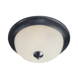 Maxim Lighting Essentials 12" 1-Light Flush Mount - Ribbed Frosted Glass Shade - 120V - Black