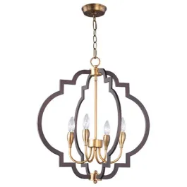 Maxim Lighting Crest 4-Light Chandelier - 120V - Oil Rubbed Bronze / Antique Brass