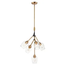 Maxim Lighting Savvy 5-Light Pendant - 120V - Antique Brass / Black