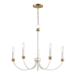 Maxim Lighting Charlton 5-Light Chandelier - 120V - Weathered White / Gold Leaf
