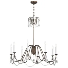 Maxim Lighting Plumette 8-Light Chandelier w/ Crystal - 120V - Chestnut Bronze