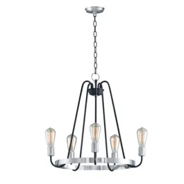 Maxim Lighting Haven 5-Light Chandelier - 120V - Black / Satin Nickel