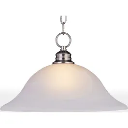 Maxim Lighting Essentials 16" 1-Light Pendant - Frosted Glass Shade - 120V - Satin Nickel