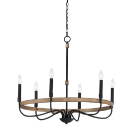 Maxim Lighting Franklin 6-Light Chandelier - 120V - Driftwood / Black
