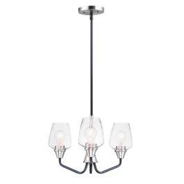 Maxim Lighting Goblet 3-Light Chandelier - 120V - Black / Satin Nickel