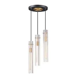 Maxim Lighting Flambeau 3-Light Pendant - 120V - Black / Antique Brass