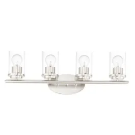 Maxim Lighting Corona 4-Light Vanity Light - Clear Glass Shade - 120V - Satin Nickel