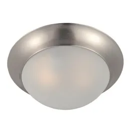 Maxim Lighting Essentials 12" 1-Light Flush Mount - Frosted Glass Shade - 120V - Satin Nickel