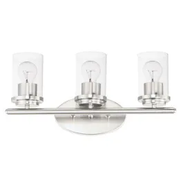 Maxim Lighting Corona 3-Light Vanity Light - Clear Glass Shade - 120V - Satin Nickel