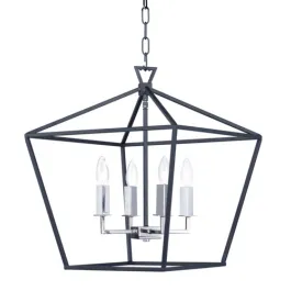 Maxim Lighting Abode 4-Light Chandelier - 120V - Textured Black / Polished Nickel