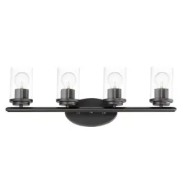 Maxim Lighting Corona 4-Light Vanity Light - Clear Glass Shade - 120V - Black