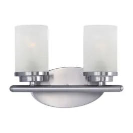 Maxim Lighting Corona 2-Light Vanity Light - Frosted Glass Shade - 120V - Satin Nickel