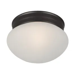 Maxim Lighting Essentials 8" 1-Light Flush Mount - Frosted Glass Shade - 120V - Oil Rubbed Bronze