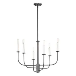 Maxim Lighting Wesley 6-Light Chandelier - 120V - Black / Satin Nickel
