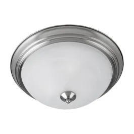 Maxim Lighting Essentials 16" 3-Light Flush Mount - Marble Glass Shade - 120V - Satin Nickel