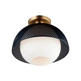 Maxim Lighting Perf 14" 1-Light Flush Mount - 120V - Black / Satin Brass