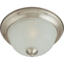 Maxim Lighting Essentials 14" 2-Light Flush Mount - Ribbed Frosted Glass Shade - 120V - Satin Nickel
