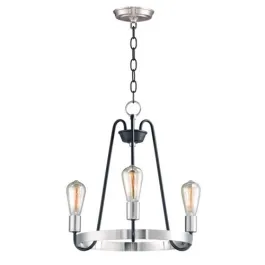 Maxim Lighting Haven 3-Light Chandelier - 120V - Black / Satin Nickel