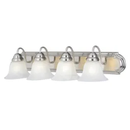Maxim Lighting Essentials 4-Light Vanity Light - Marble Glass Shade - 120V - Satin Nickel