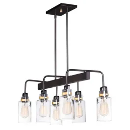 Maxim Lighting Magnolia 6-Light Linear Pendant - 120V - Bronze / Gold