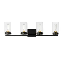 Maxim Lighting Pinn 4-Light Bath Vanity Light - 120V - Black / Satin Brass