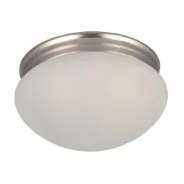 Maxim Lighting Essentials 9" 2-Light Flush Mount - Frosted Glass Shade - 120V - Satin Nickel
