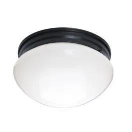 Maxim Lighting Essentials 9" 2-Light Flush Mount - White Glass Shade - 120V - Black