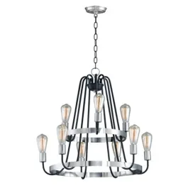 Maxim Lighting Haven 9-Light Chandelier - 120V - Black / Satin Nickel
