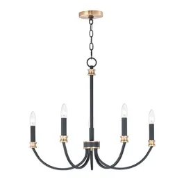 Maxim Lighting Charlton 5-Light Chandelier - 120V - Black / Antique Brass