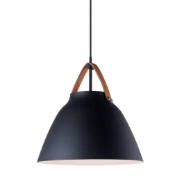 Maxim Lighting Nordic 14" 1-Light Pendant - 120V - Tan Leather / Black
