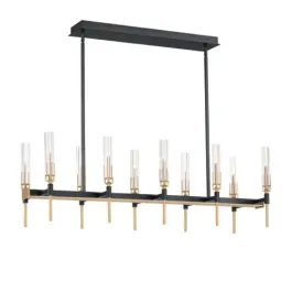 Maxim Lighting Flambeau 10-Light Linear Chandelier - 120V - Black / Antique Brass