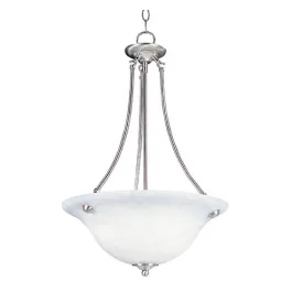 Maxim Lighting Malaga 3-Light Invert Bowl Pendant - Marble Glass Shade - 120V - Satin Nickel