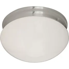 Maxim Lighting Essentials 9" 2-Light Flush Mount - White Glass Shade - 120V - Satin Nickel