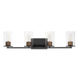 Maxim Lighting Sleek 4-Light Bath Vanity Light - 120V - Antique Brass / Black
