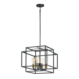 Maxim Lighting Liner 4-Light Pendant - 120V - Black / Satin Brass