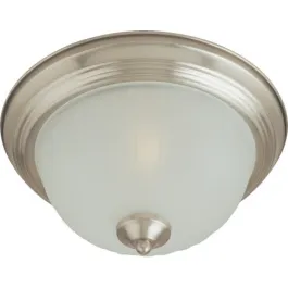 Maxim Lighting Essentials 16" 3-Light Flush Mount - Ribbed Frosted Glass Shade - 120V - Satin Nickel