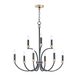 Maxim Lighting Charlton 9-Light Chandelier - 120V - Black / Antique Brass
