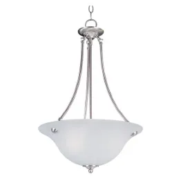 Maxim Lighting Malaga 3-Light Invert Bowl Pendant - Frosted Glass Shade - 120V - Satin Nickel