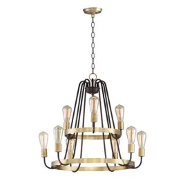 Maxim Lighting Haven 9-Light Chandelier - 120V - Oil Rubbed Bronze / Antique Brass