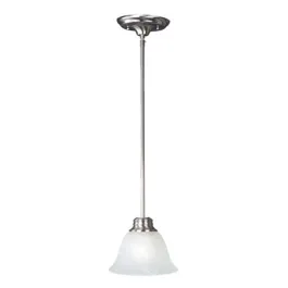 Maxim Lighting Malaga 1-Light Mini Pendant - Marble Glass Shade - 120V - Satin Nickel