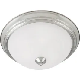Maxim Lighting Essentials 14" 2-Light Flush Mount - Marble Glass Shade - 120V - Satin Nickel