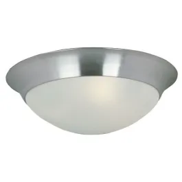 Maxim Lighting Essentials 14" 2-Light Flush Mount - Frosted Glass Shade - 120V - Satin Nickel