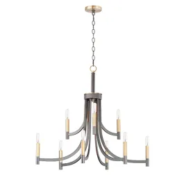 Maxim Lighting Lyndon 9-Light Chandelier - 120V - Bronze / Antique Brass