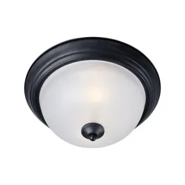 Maxim Lighting Essentials 14" 2-Light Flush Mount - Frosted Glass Shade - 120V - Black