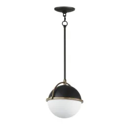 Maxim Lighting Duke 10" 1-Light Pendant - 120V - Black / Weathered Brass